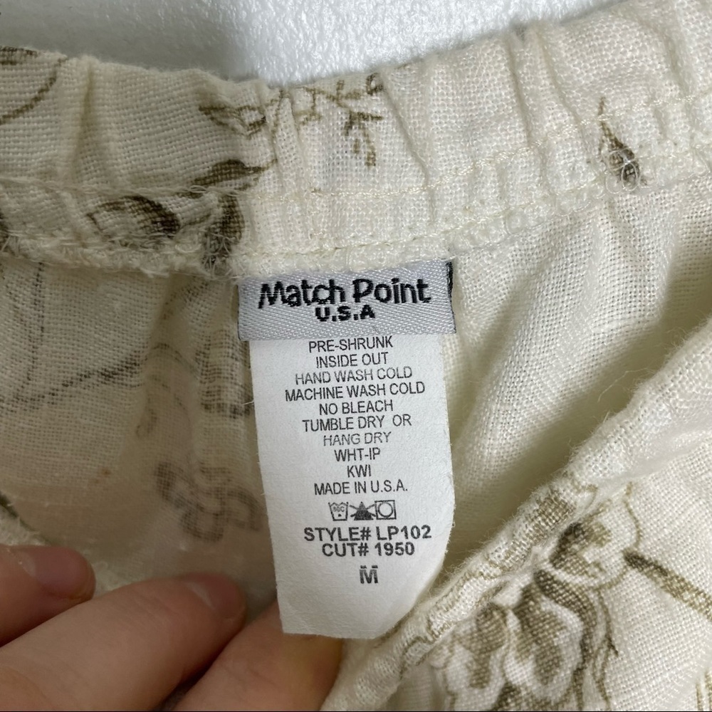 Match Point USA 100% Linen Straight Wide Leg Elastic Waistband Pant Womens M - Picture 5 of 11